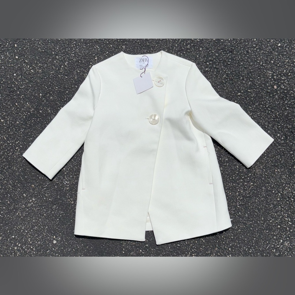 Girls | Zara Peacoat | Zara |Girls |White Blazer | Outerwear | Size 6 | BNWT